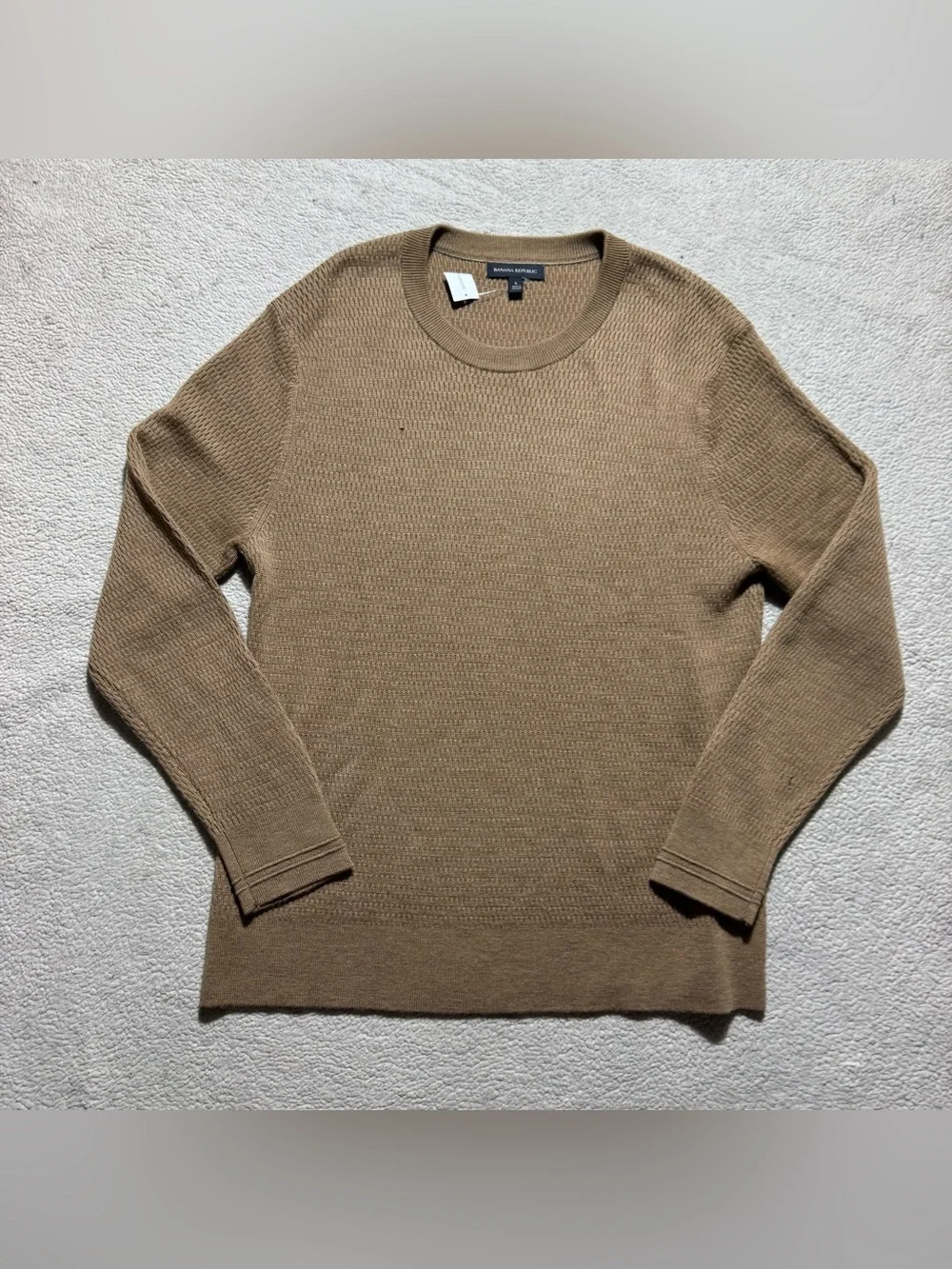 Banana Republic Sweater Mens Large Brown Long Sleeve Extra Fine Merino Wool NEW